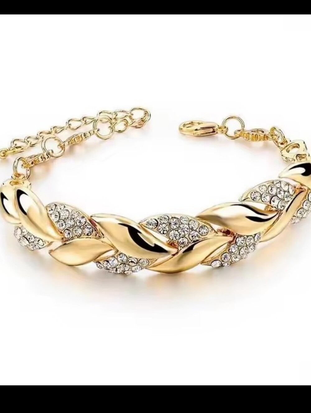 Gold Bracelet Women's Rhinestone Twisted Jewelry New G33